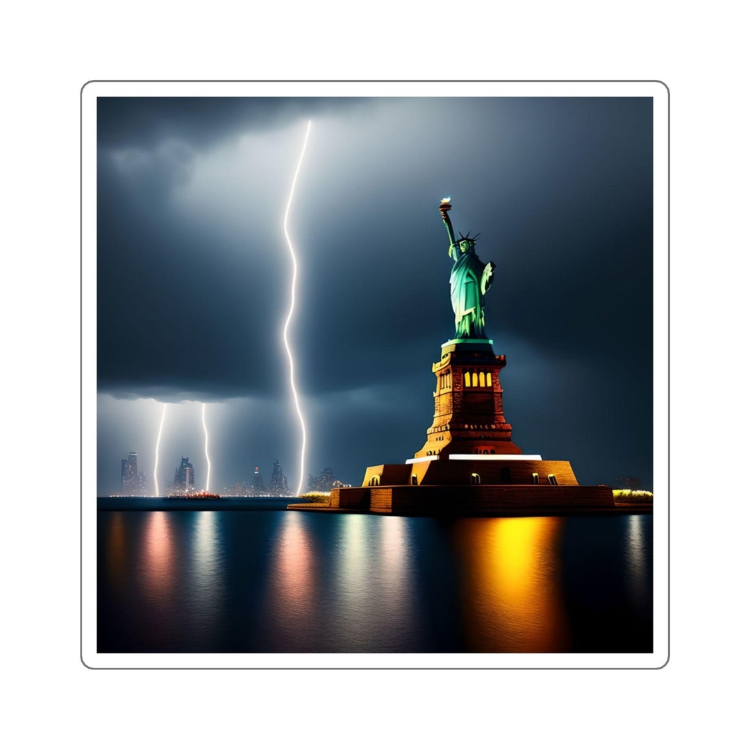 Statue of Liberty weathering the Storm Sticker V2 Etsy