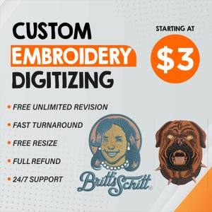 Custom Embroidery Digitizing Service | Logo to DST PES File | Fast 24h Delivery | Hat & Shirt Embroidery Digitizing