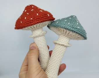 Mushroom Baby Rattle crochet pattern (amigurumi tutorial PDF file)