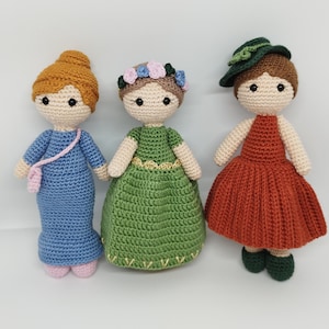Cinderella with two evil stepsisters crochet doll pattern (amigurumi tutorial PDF file)