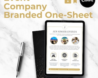 Event Company Branded One-Sheet | Editable Canva Template | Professional Pitch Sheet for Event Planners & Coordinators