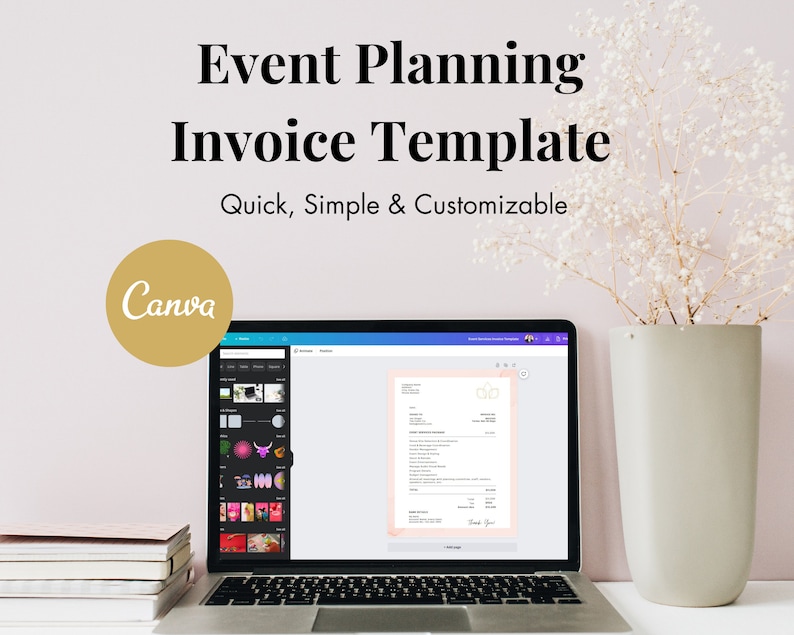 Simple Event Invoice Event Planning Invoice Template | Customizable Canva Design - Etsy