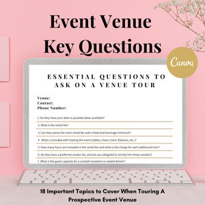Event Venue Search Questions | Venue Comparison Sheet | Canva Design | Event Planning Tools