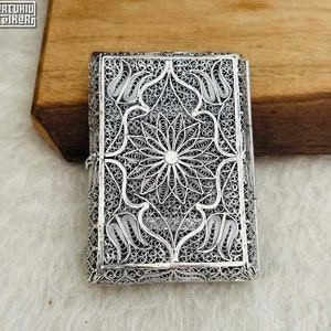 Portasigarette in filigrana d'argento sterling 925, portasigarette traforato artigianale turco, accessori di lusso Telkari per fumatori