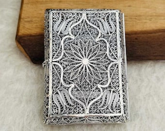 925 Sterling Silver Filigree Cigarette Case, Turkish Artisan