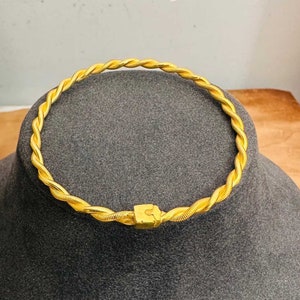 22K Gold-Plated twist bangle bracelet with closure, 925 Silver bracelet for women, engagement anniversary jewelry gift