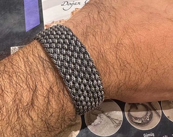 Oxidized Sterling Silver Braided Cuff Bracelet: Unisex Bangle