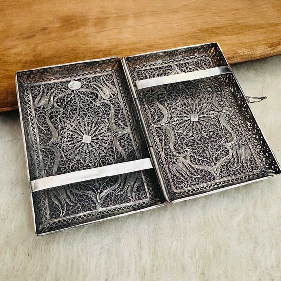silver filigree cigarette case 925 Sterling Silver Filigree Cigarette Case, Turkish Artisan Openwork Case,  Luxury Telkari Accessories for Smokers