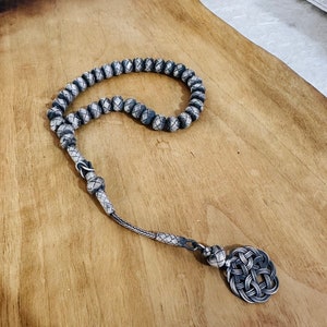 925 Sterling Silver Islamic Kazaziye Tesbih, Misbaha for Men, Islamic Prayer Beads, luxury silver accessories