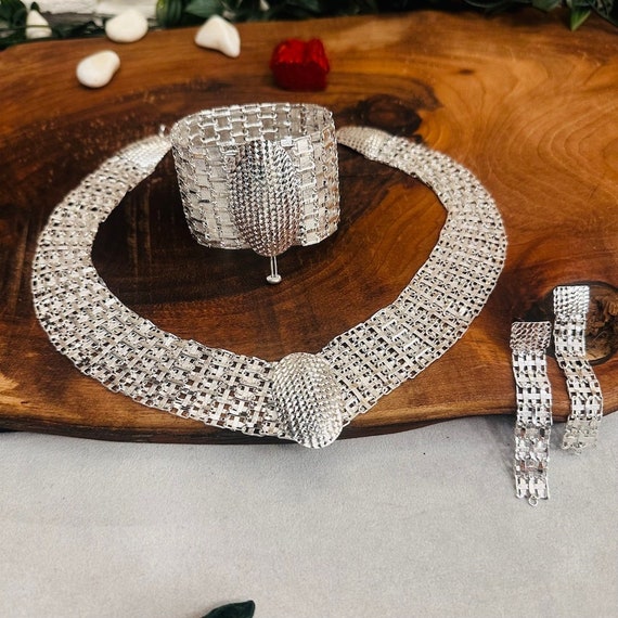 925 Silver Elegant Jewellery Set With Necklace Bracelet and Earrings Luxury Turkish Jewellery Set for a Gift Etsy