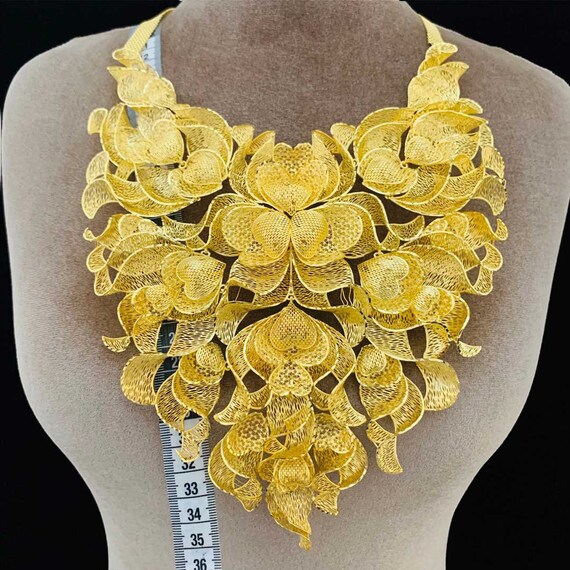 Buy 22K Gold-plated Luxury Floral Choker Necklace, 925 Silver 