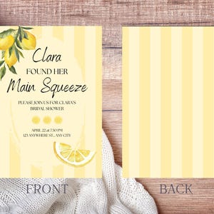 Brautparty-Einladung des Main Squeeze | Zitrone Brautdusche Vorlage | Bearbeitbar Canva Invite | Sommer Zitrus Thema | Druckbar