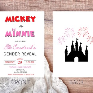 Mickey or Minnie Gender Reveal Invitation | Editable Canva Template | Disney-Inspired Baby Shower Invite | Instant Download