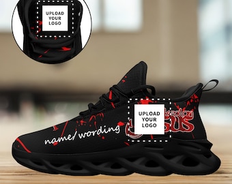 Custom black red cross sneaker,personalized lace up light weight comfort running shoes,Unisex tennis walking basketball shoes,Unique gift