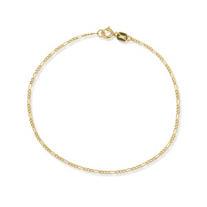 14K Solid Gold Figaro Bracelet • Solid Gold Dainty Chain • Handmade Women’s Bracelet for Everyday Layering