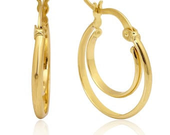 14 K Solid Gold Duo Hoop Earrings 19 Mm • Duo Hoop Earrings • Gold Duo Earrings • Duo Earrings • Solid Gold Earring