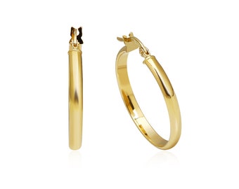 14 K Solid Gold Classic Hoop Earrings 25 Mm • Classic Hoop Earrings • Gold Classic Earrings • Classic Earrings • Solid Gold Earring