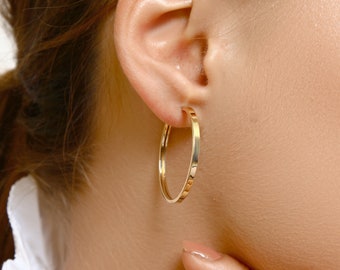 14 K Solid Gold Huggie Hoop Earrings 30 Mm • Huggie Hoop Earrings • Gold Huggie Earrings • Huggies Earrings • Solid Gold Huggies