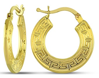 14 K Solid Gold Greek Hoop Earrings 18 Mm • Greek Hoop Earrings • Gold Greek Earrings • Greek Earrings • Solid Gold Earring