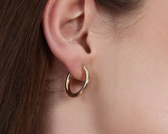 14 K Solid Gold Classic Hoop Earrings 20 Mm • Classic Hoop Earrings • Gold Classic Earrings • Classic Earrings • Solid Gold Earring