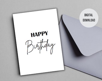 Birthday Card Printable Birthday Card Birthday Card Digital Download Happy Birthday Card Instant PDF Download 5" x 7" greeting card