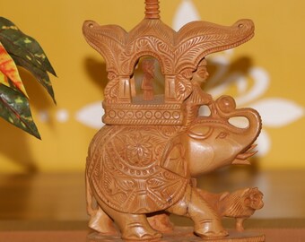 Wooden Royal Elephant Statue Sculpture Figurine| Wood Carving Handicrafts Gifts| Hand Carved| Wood Carved| Carved Elephant| African Carved