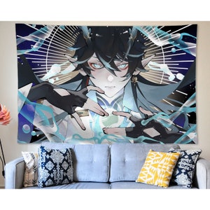 Anime Tapestry Wall Hanging Honkai Star Rail Dan Heng Tapestry Wall Art Home Decorations Living Room Decor Bedroom Dorm Gift