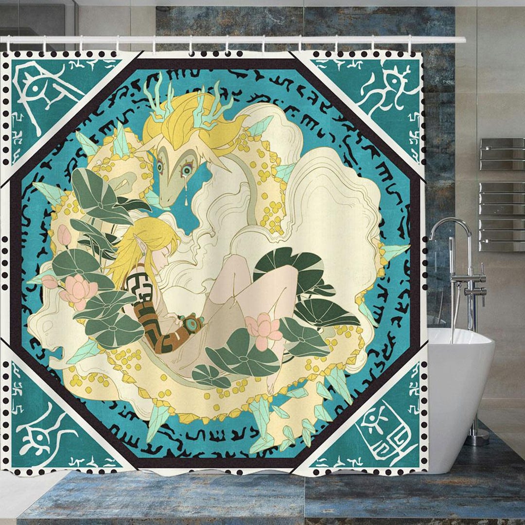 Anime the Legend of Zelda Tears of the Kingdom Link Shower Curtain