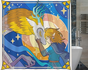 Anime la légende de Zelda larmes du royaume lien rideau de douche décor de salle de bain 71 "x 71"