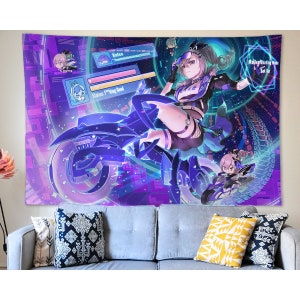 Anime Tapestry Wall Hanging Honkai Star Rail Silver Wolf Tapestry Wall Art Home Decorations Living Room Decor Bedroom Dorm Gift