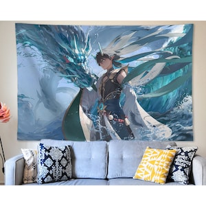 Anime Tapestry Wall Hanging Honkai Star Rail Dan Heng Imbibitor Lunae Tapestry Wall Art Home Decorations Living Room Decor Bedroom Dorm Gift