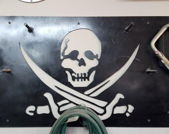 Skull themed / Pirate Themed Cord hanger DXF File - Digital Download- File(s) only- Plasma or Laser cutting files CNC