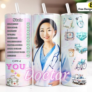 Doctor Tumbler Wrap 20oz Skinny Sublimation Design, Instant DIGITAL Download PNG Medical Tumbler, Physician Tumbler, Asian Dr Tumbler