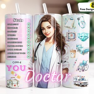 Female Doctor Tumbler Wrap 20oz Skinny Sublimation Design, Instant DIGITAL Download PNG, Physican Tumbler, Medical Tumbler, Dr Tumbler, MD