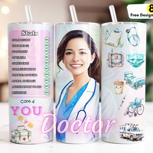 Doctor Tumbler Wrap 20oz Skinny Sublimation Design, Instant DIGITAL Download, Medical Tumbler, Physician Tumbler, Latina Doctor Tumbler PNG