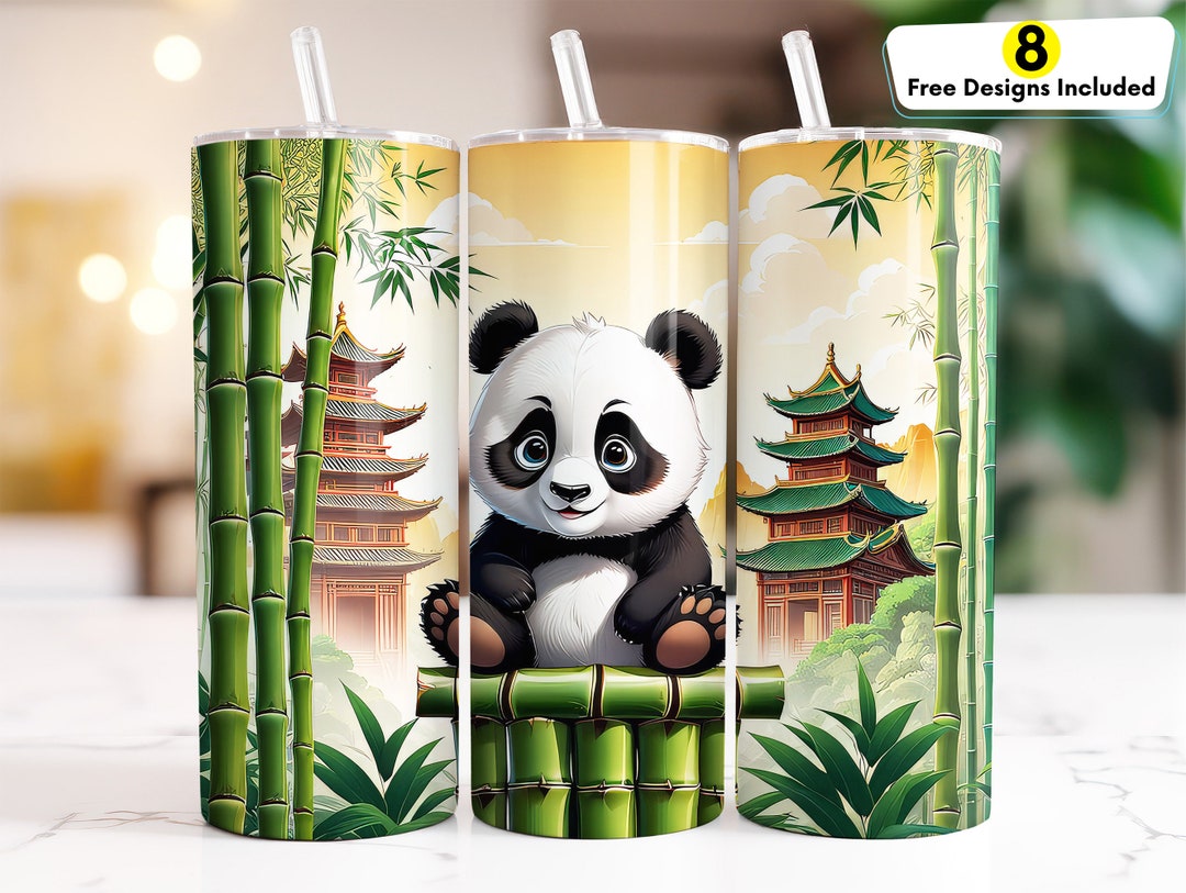 Cute Panda 20oz Skinny Tumbler Wrap Sublimation Design, Instant DIGITAL ...