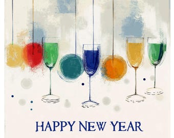 Biglietto di auguri di buon anno, biglietto di auguri di capodanno, biglietto festivo, biglietto fatto a mano, capodanno, biglietti di auguri, biglietti retrò, biglietti festivi, biglietto di auguri