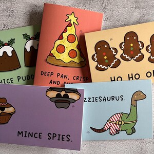 Confezione di biglietti di auguri natalizi Punny 2024 / Confezione da 5 biglietti di auguri Punny A6 (con buste)
