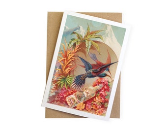 Blank Tropical Print Ocassion Card Classy Happy Birthday Just Because Card