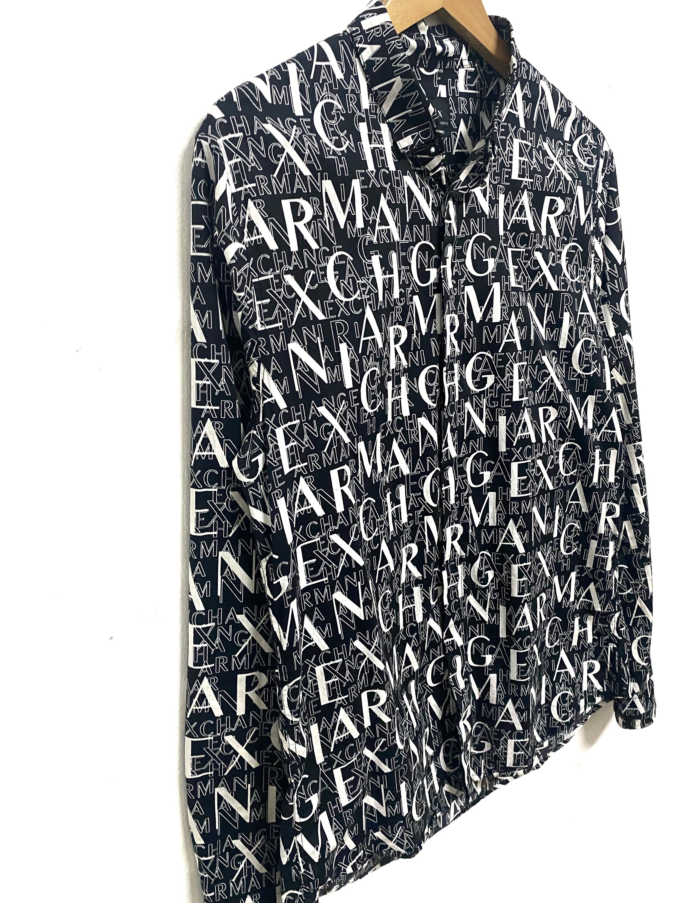 Vintage Armani Exchange knit polo shirt medium white gray