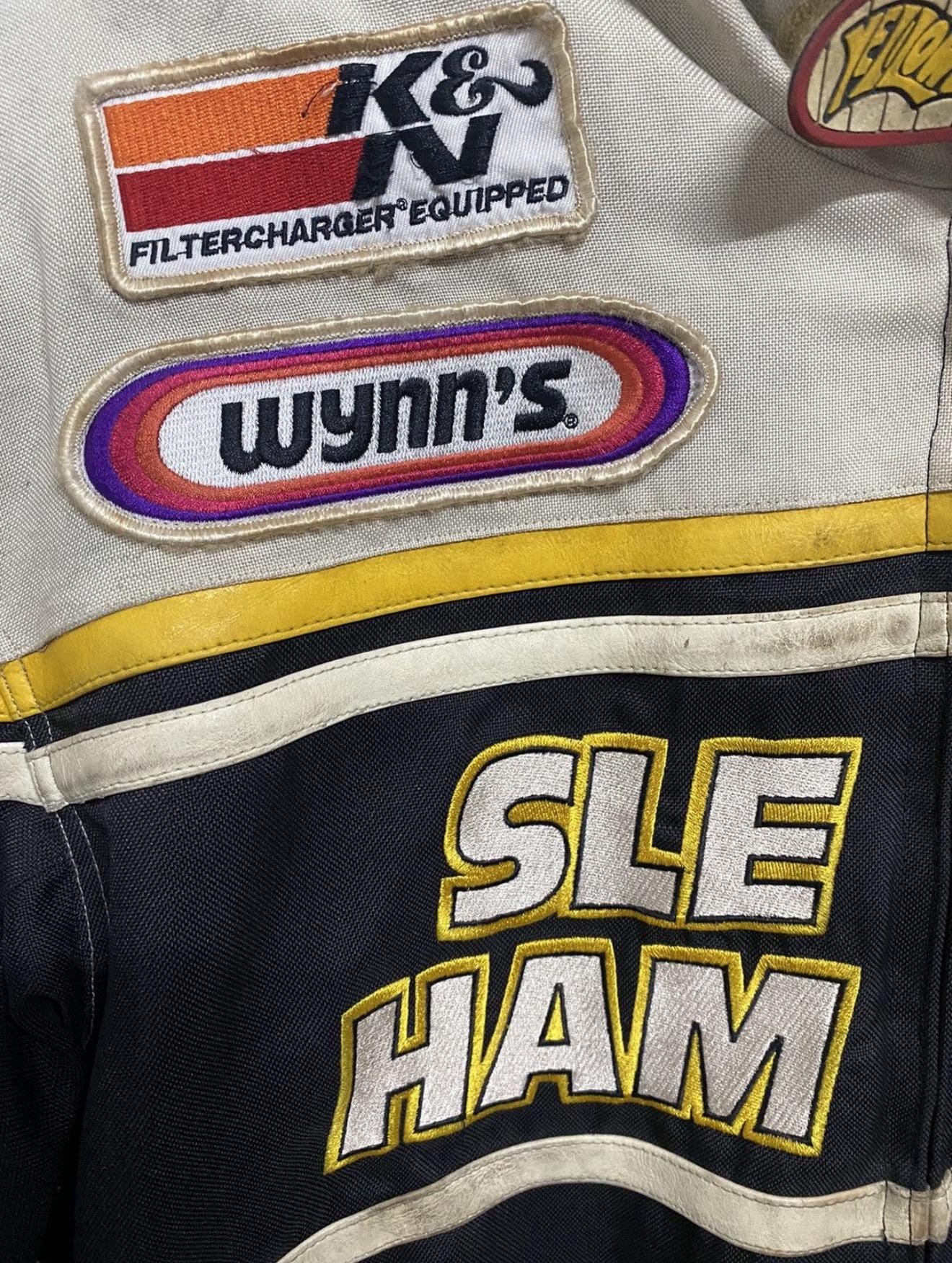 Vintage Yellow Corn Sledge Hammer Motorcycle Riding Jacket/ Large
