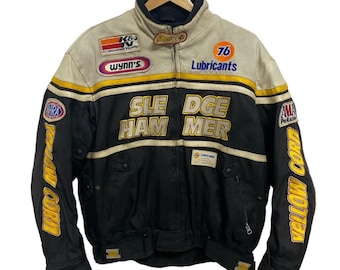 Vintage Yellow Corn Sledge Hammer Motorcycle Riding Jacket/ Large
