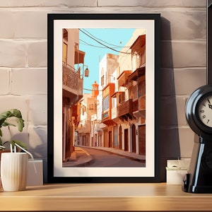 Descarga digital / Área histórica de Al-Balad Jeddah Arabia Saudita / Más de 100 megapíxeles 300 DPI / Imprima su propio / Cartel de viaje de arte de pared / Ciudad vieja