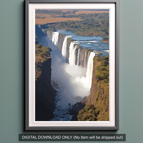 Digital Download | Victoria Falls Zambezi River Zambia Zimbabwe | 100+ Megapixel 300DPI | Print Your Own | Wall Art Travel | Mosi-oa-Tunya