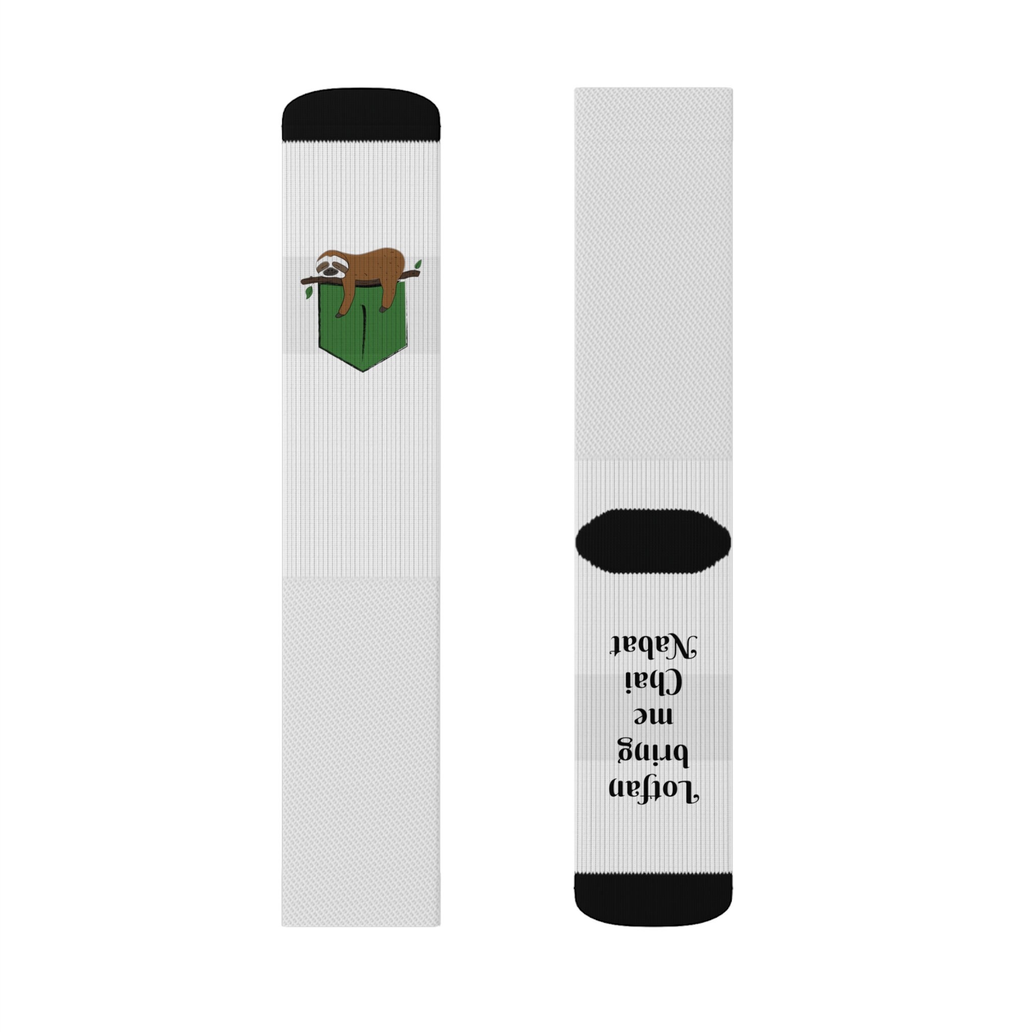 If you can read this, lotfan bring me chai nabat, sloth socks, funny persian socks, chai nabat socks, Sublimation Socks