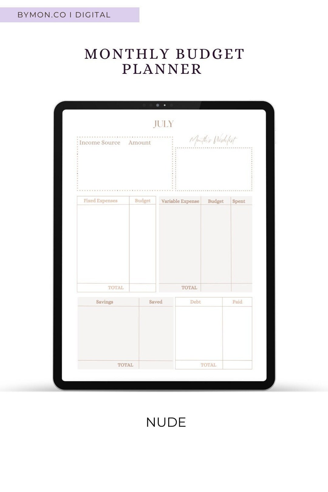Monthly Budget Planner Printable Instant Download Minimal Etsy