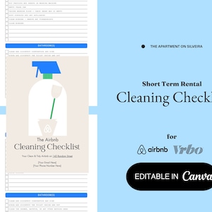 Airbnb Cleaning Checklist | Vrbo, STR, Editable Canva Template, Cleaning Schedule, Vacation Rental Cleaning Checklist, Airbnb Cleaning List