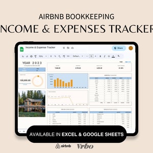 Airbnb Income and Expense Spreadsheet | Bookkeeping | VRBO | Income Tracker | Property Management | Rental Property Tracker | Airbnb Google