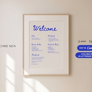 Printable and Editable Airbnb Welcome Sign | Vacation Rental Rental Sign | Airbnb | VRBO Welcome Sign | Rental Packet | VRBO | Airbnb Decor