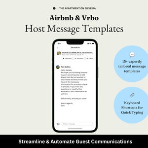 Airbnb Host Message Templates | Vrbo | Airbnb Management | Short Term Rental | Superhost | Automated Message Templates | 5 Start Review